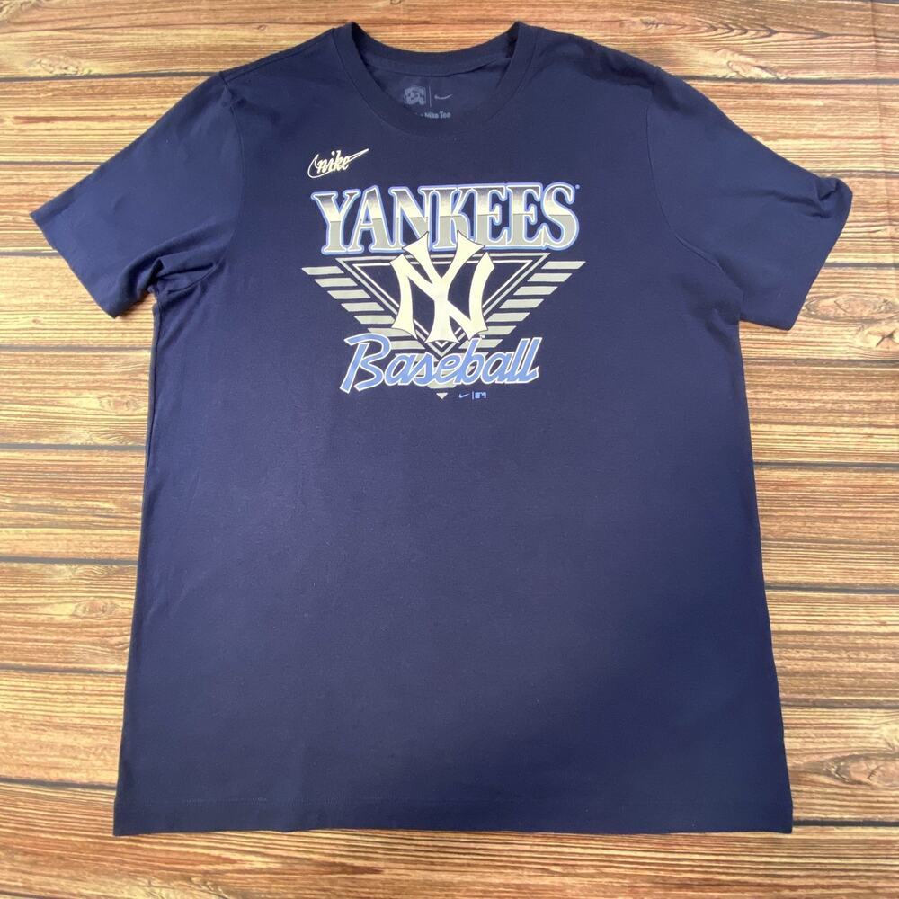 New York Yankees Shirt Nike Baseball Men’s Blue XL MLB NY Logo Tri Blend